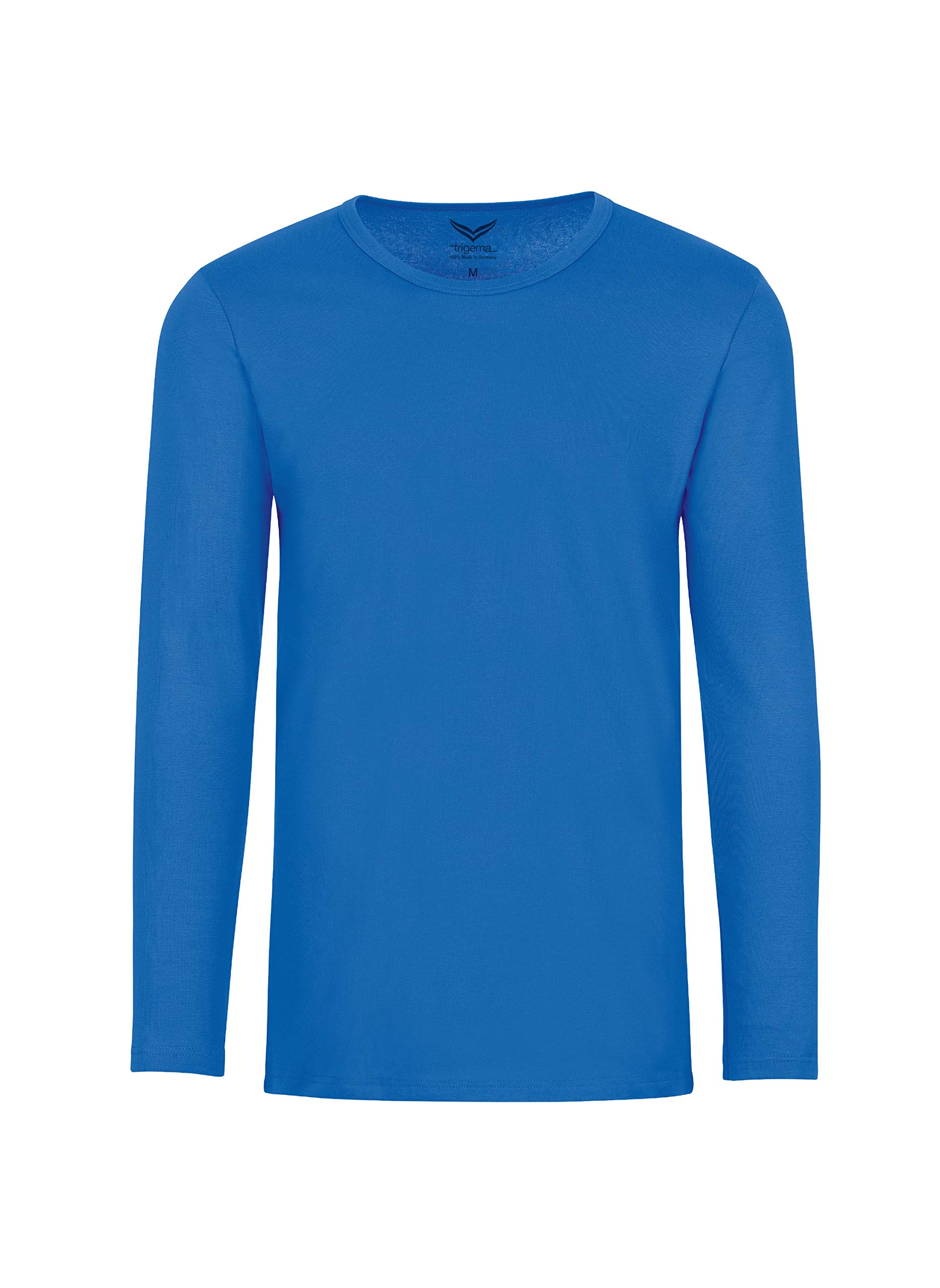 Trigema - Men's Long-Sleeved T-Shirt - blue - Medium