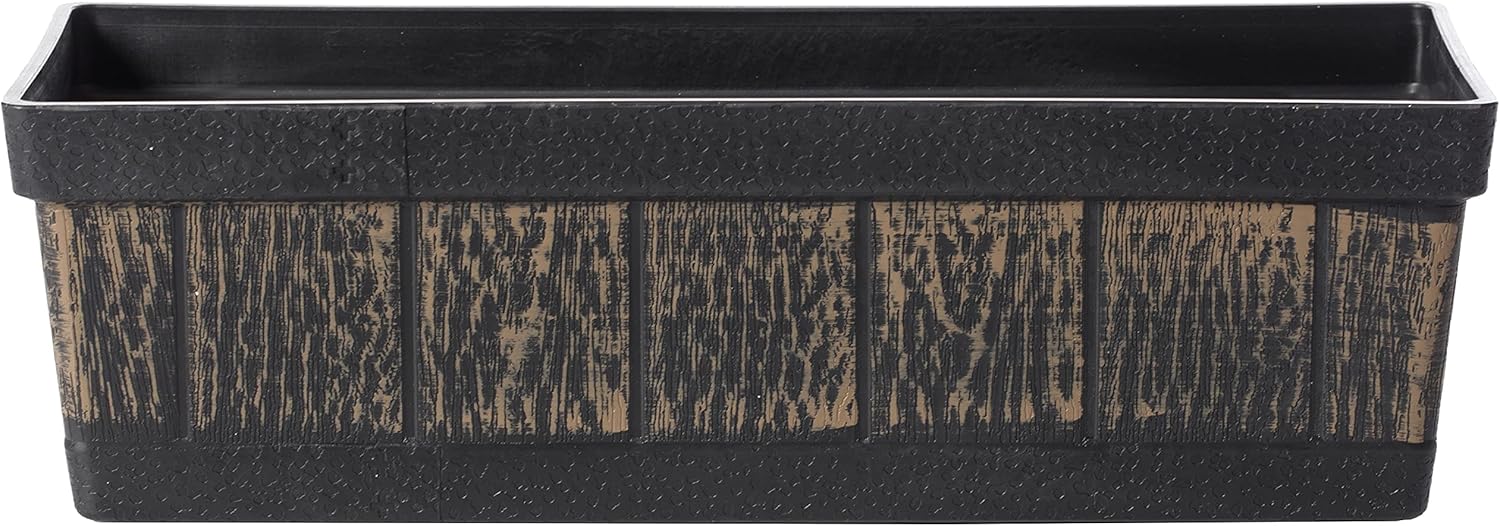 Gardenised Outdoor and Indoor Rectangle Trough Plastic Planter Box, Vegetables or Flower Planting Pot, Brown Small