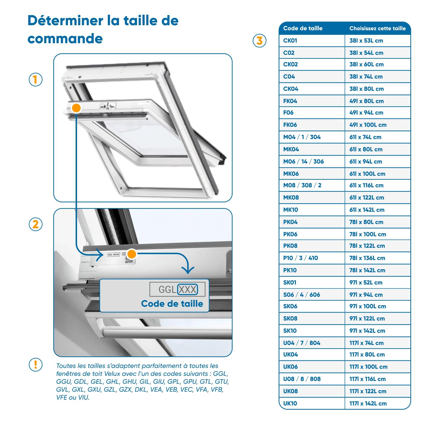 DTCH® Store de fenêtre de Toit - Occultant - Blanc - Compatible avec Velux: CK01