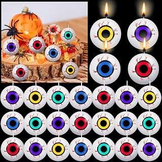 Nuanchu 20 Pcs Halloween Eyeball Candles Scary Round Eyeball Burning Candle Home Table Decor for Halloween Party Decorations
