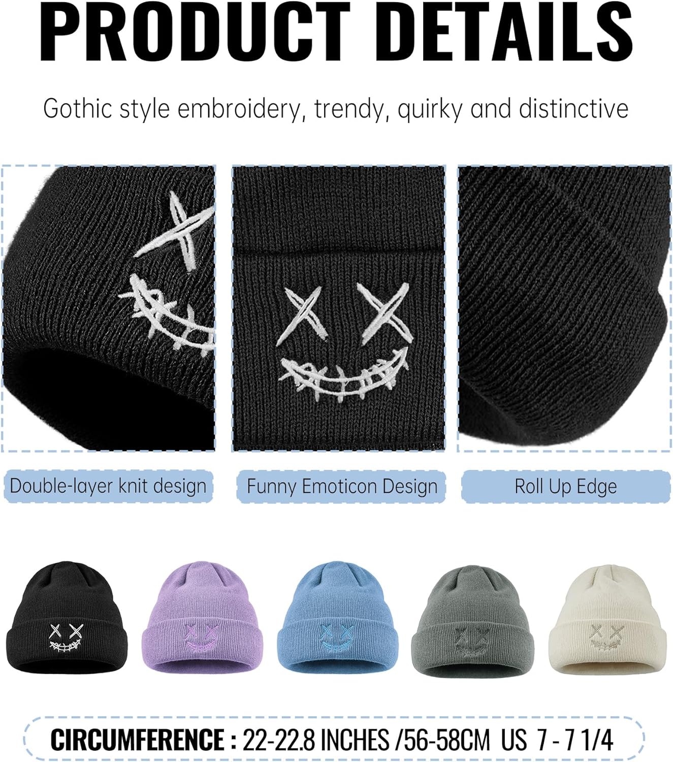 Croogo Winter Beanie Hats for Women Stretchy Warm Skull Cap Mens Cuffed Cable Hat Acrylic Skullies Ski Caps - Image 4