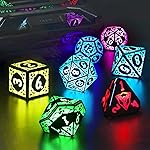 LED DND Dice Set Rechargeable, Cool Light up Dice Wireless Charging for Dungeons and Dragons, ZHOORQI Polyhedral Role Playing Dice DND Gifts(RGB-Shackles)