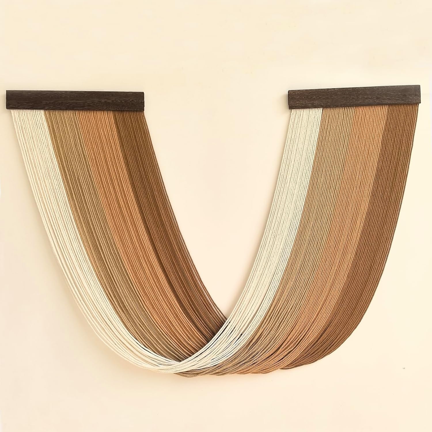 Achart Large Macrame Wall Hanging Dip Dyed Yarn Tapestry Ombre Yarn Gradient Color Macrame Wall Decor Macrame Tapestry Boho Decor for Bedroom Living Room Headboard Above Bed (Brown)