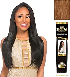 Sensationnel Empire Yaki Human Hair,1 Pack 18 inch, 30 LIGHTAUBURN | Tangle-Free, Quick Weave & Sew-In Styles, Faux Highlights, Faux Middle Part Leave Out