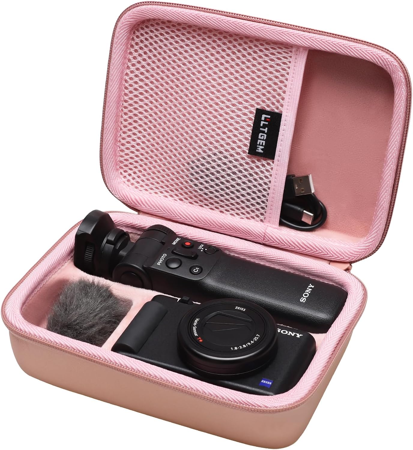 Case for Sony ZV-1F/ZV-1/ZV-1 II Vlog Digital Camera and Tripod Rose Gold