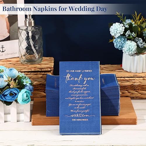 Miniatura 5 de 200 servilletas de boda lisas de agradecimiento para recién casados a familiares, amigos, invitados, 3 capas, pañuelos faciales, paquete de