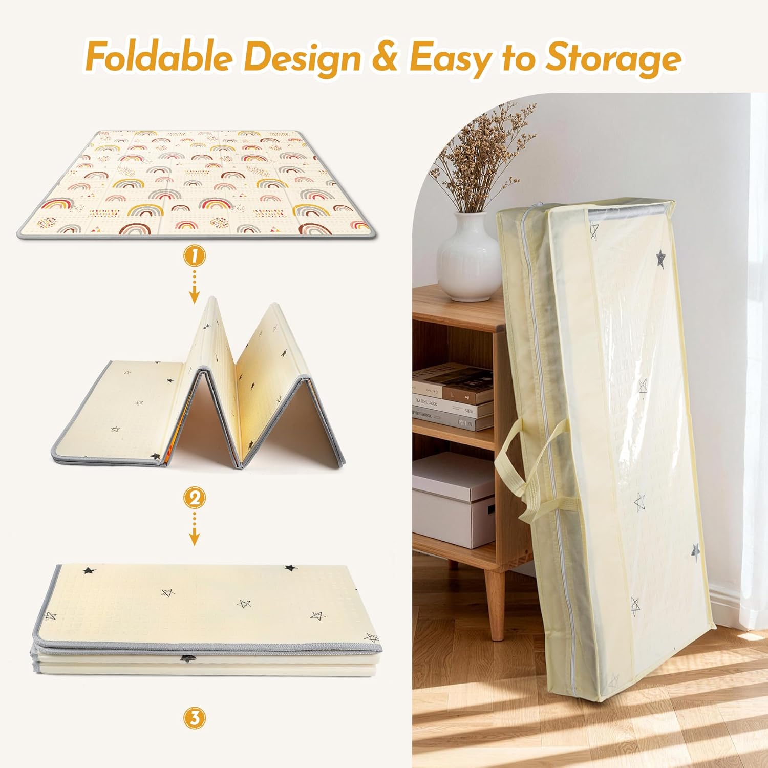 Baby Play Mat - 79x71 Baby Play Mat for Floor, 0.8" Baby Floor Mat, Foldable Baby Foam Playmat for Infant,Kids and Toddler Crawling, Anti-Slip Playmats Perfect for Use Baby Playpen,Tummy Time