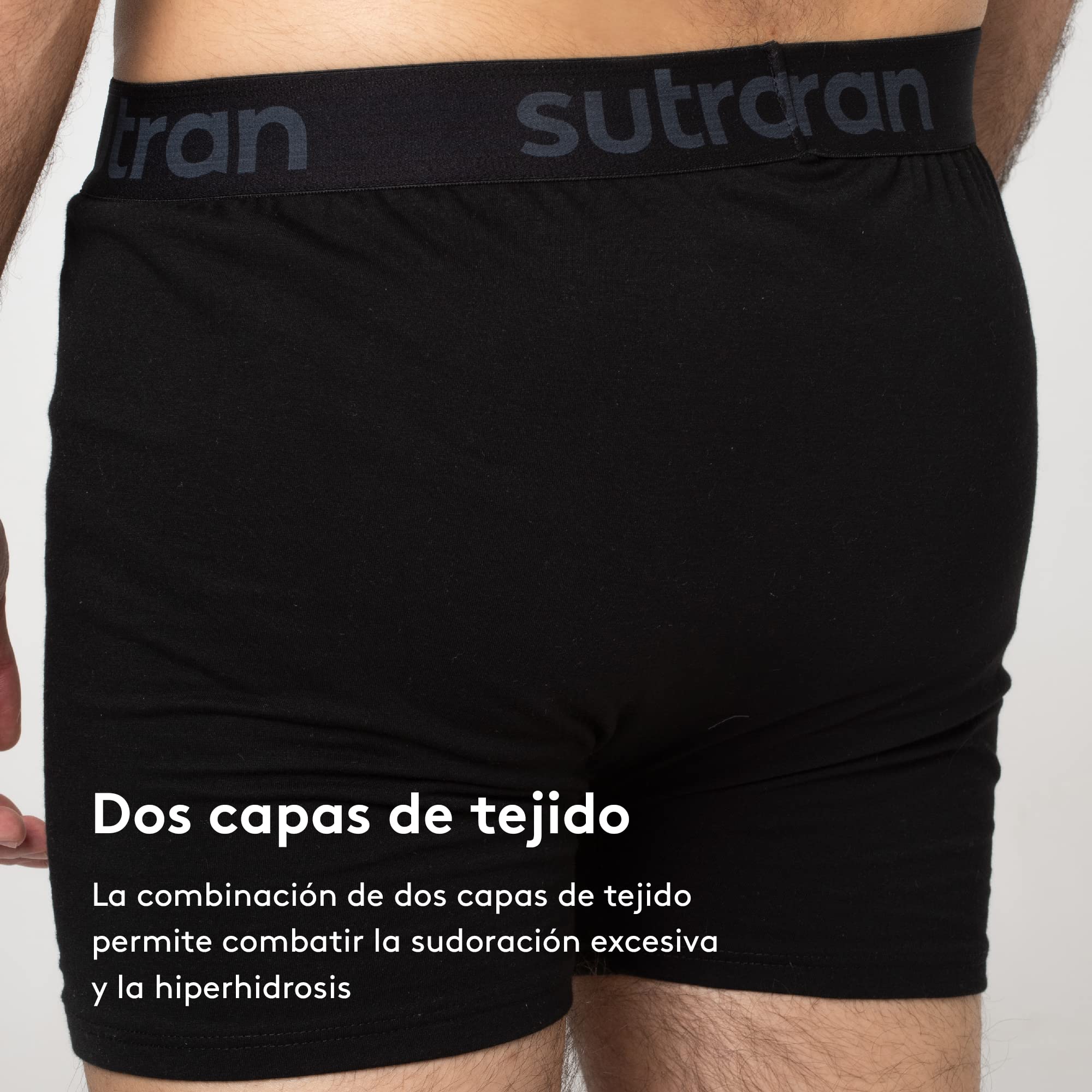 Calzoncillo bóxer antisudor con Lycra - Absorbe y Evapora el Sudor, Anti-Manchas, Anti-Olor, 100% Transpirable Hiperhidrosis