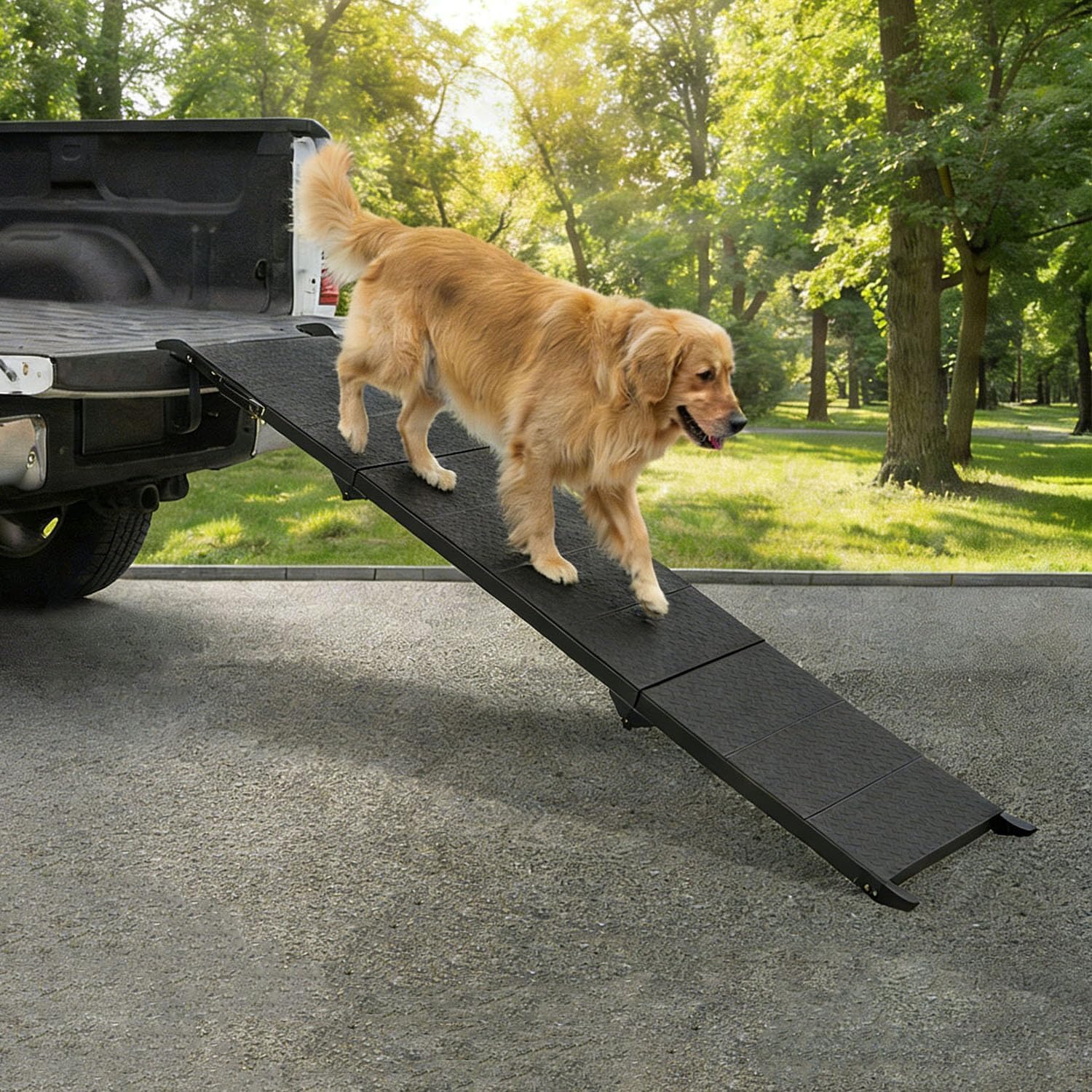 Hundetreppe Auto Klappbar 180 x 47,5 cm - Hundetreppen Große [bis 113kg] und alte Hund - Gelenkschonende Einstiegshilfe Hunde Auto SUV, LKW Kofferraum - Hundeleiter Faltbar mit Anti-rutsch Einsatz