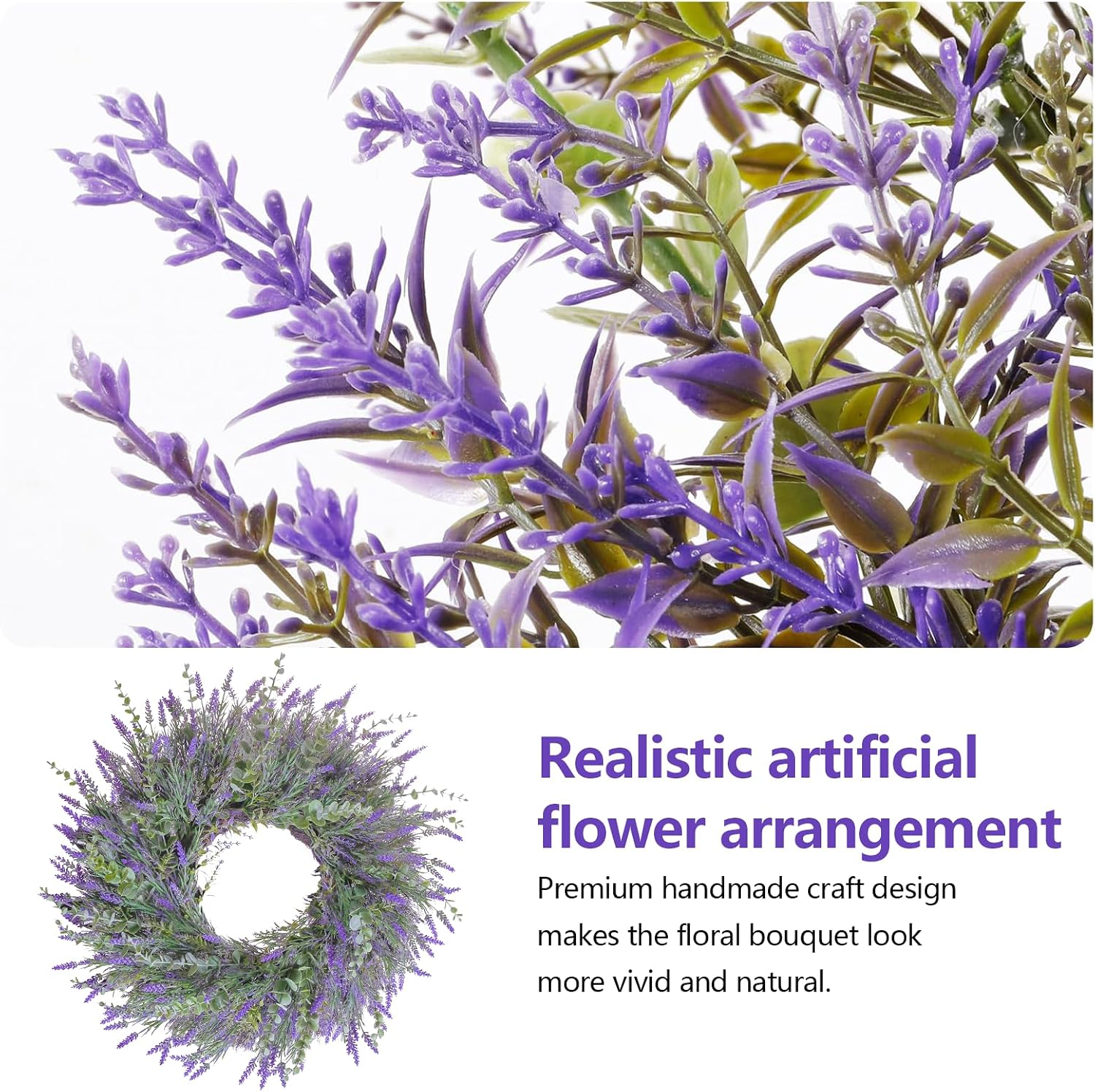 26'' Lavender & Eucalyptus Wreath for Front Door, Window - Artificial Eucalyptus Leaves Greenery Outdoor Wreath for Wedding Farmhouse Porch Wall Room Home Decor (Purple) | Spring Summer Wreath Large Eucalyptus Outdoor Wreath with Greenery Leaves for Porch,Wall,Holiday,Home Decor-All Seasons