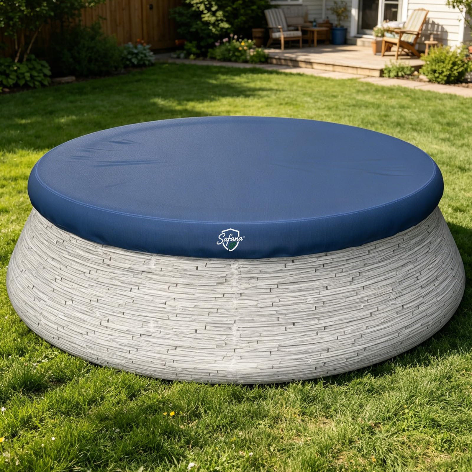 Safana 6ft Inflatable Pool Cover for Round Inflatable Easy Set Pool Round Flared Swimming Pool Cover [ Upgrade 420D Thickened Blue ] Windproof Tear Resistant with Elastic Band UV Protection
