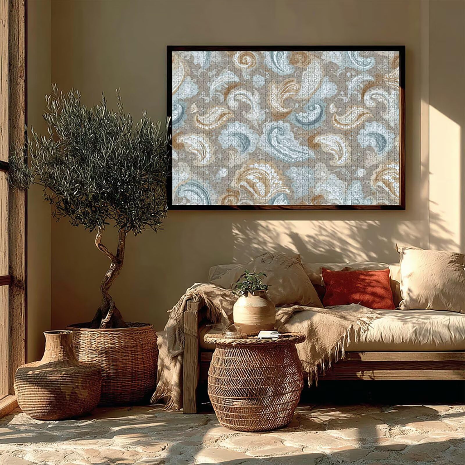 Puzzle Arte con Scatola Blu, Foglia Puzzle Legno 4000 Pezzi Adulti 141x87cm, Attività di Intrattenimento ad Alta Difficoltà, DIY Classici Gioco, Jigsaw Per Tutta La Famiglia, Estate Regalo, 4-2910