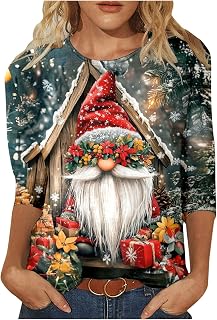 Generisch Jersey para mujer 48 serie de pingüinos navideños para mujer, manga corta, camiseta interior de manga larga