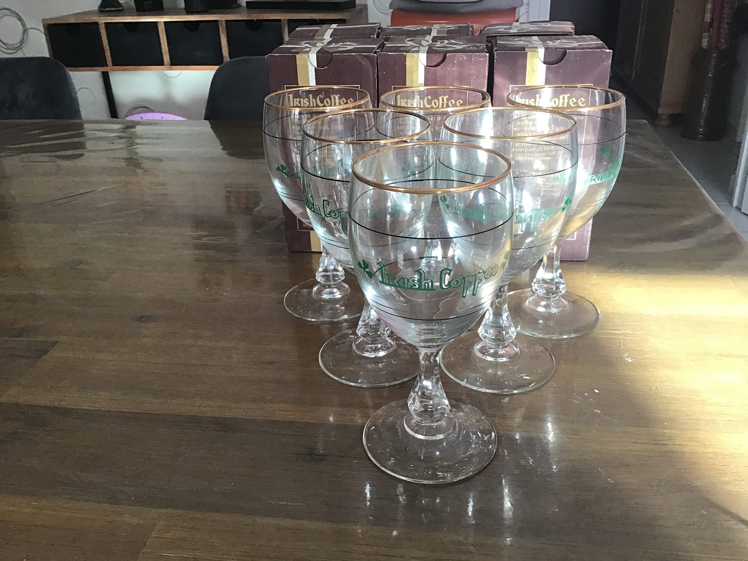 Irish Coffee Lot de 6 verres avec trèfle