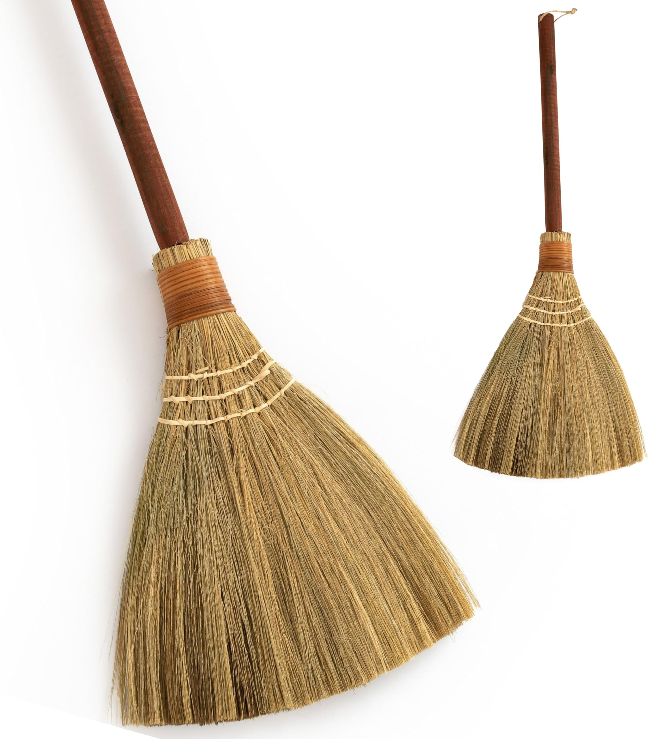 Natural Whisk Sweeping Hand Handle Broom - Vietnam Handmade Straw Soft Broom Design for Home, Kitchen, Grage, Bedroom 12.2" Width, 26.38" Length