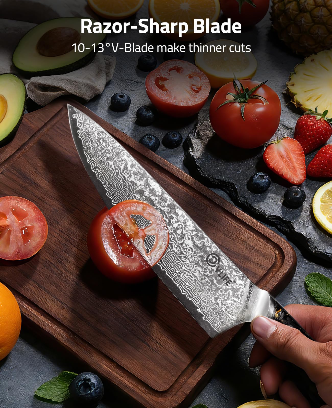 CVLIFE Chef Knife, 8" Damascus Steel Knife with High Carbon 10Cr15Mov Core — Amazon image 6