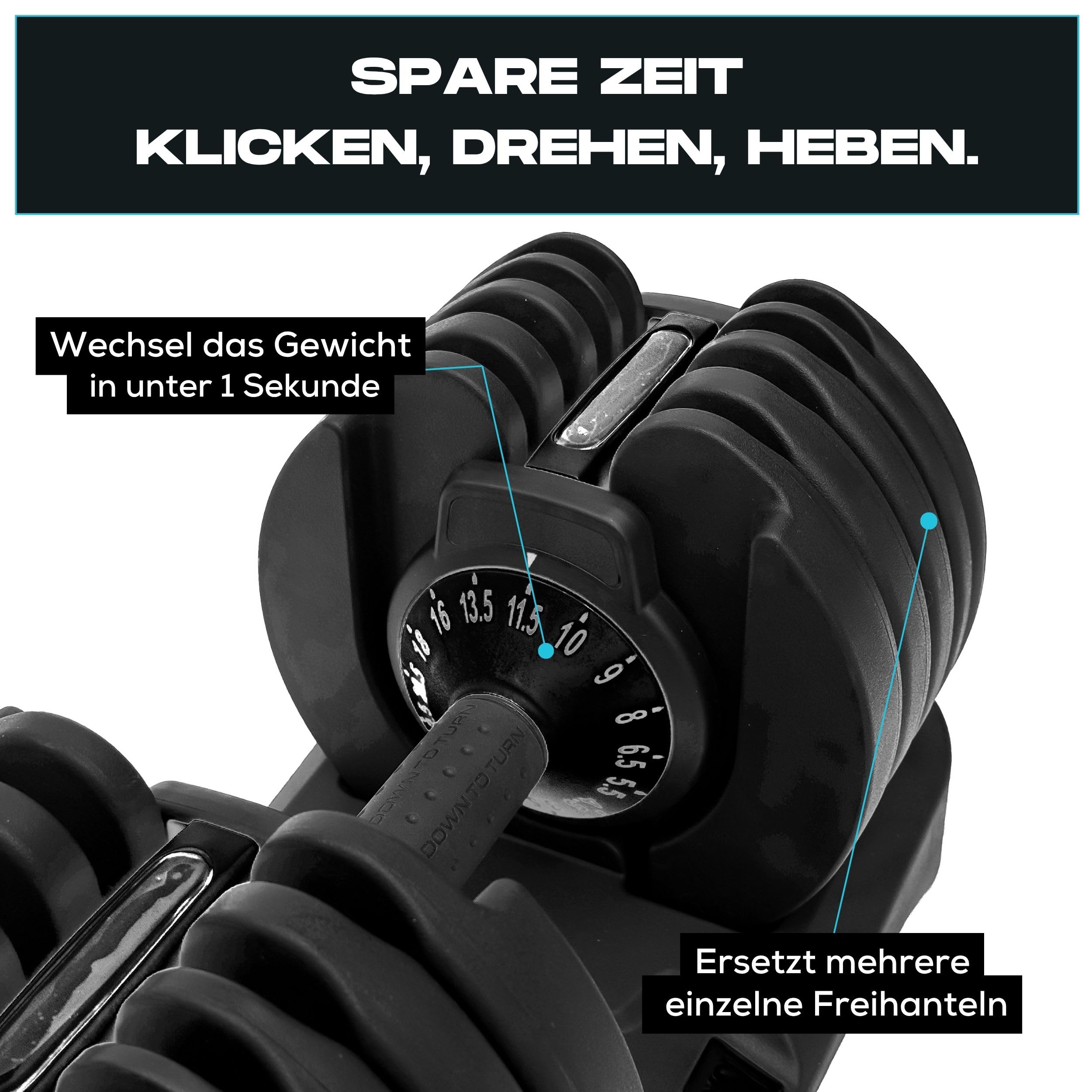 BRAINGAIN Verstellbares Kurzhantel-Paar 15 in 1 24kg Smart-Click-Technologie Anti-Rutsch-Griff