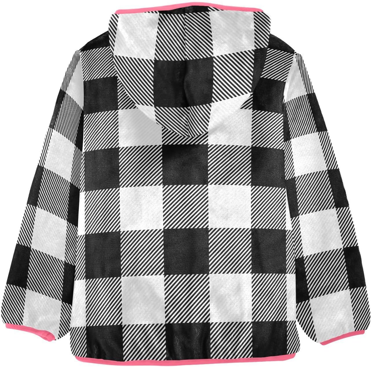 GuoChe White and Black Buffalo Plaid Tartan Check Scotland Toddler Boy Fleece Jacket