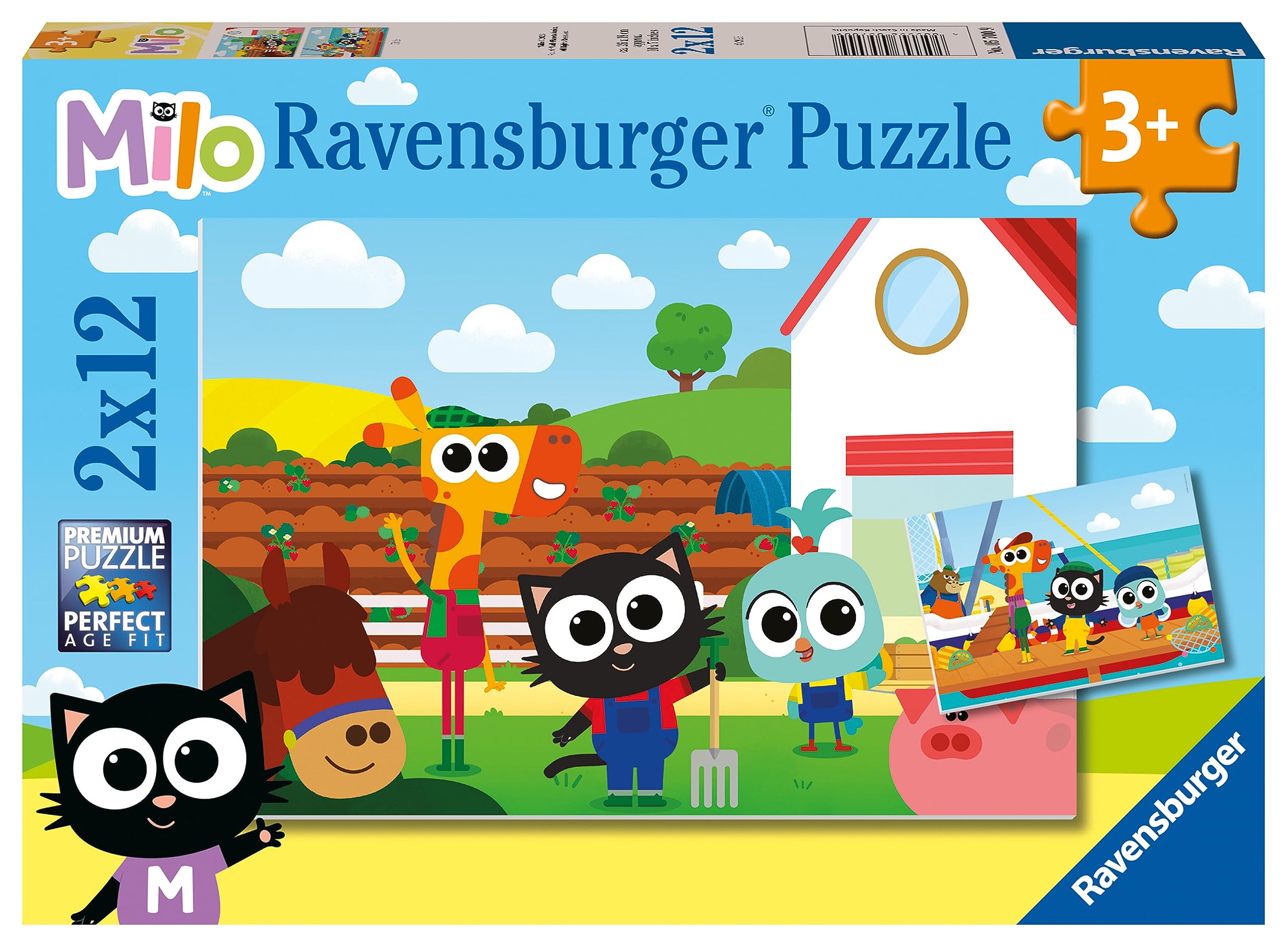 Ravensburger Milo Jigsaw Puzzles for Kids Age 3 Years Up - Toddler Toys - 2x 12 Pieces, Bright Red, Earthy Brown