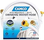 Camco TastePURE 25-Ft Water Hose - RV Drinking Water Hose Contains No Lead, No BPA & No Phthalate - Features Diamond-Hatch Reinforced PVC Design - 5/8” Inside Diameter, Made in the USA (22783)