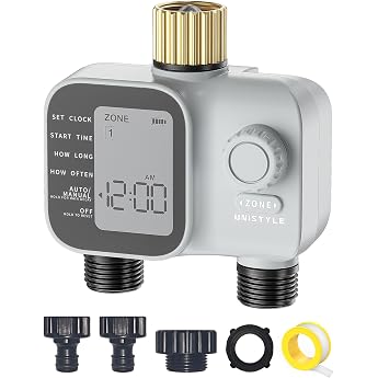 Unistyle Irrigation Computer 2 Outputs | New Edition 2026 - Automatic Garden Watering, Easy and Intuitive Operation, Brass Co