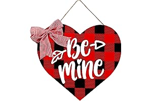 Valentine's Day Decor Wreath, Heart-Shaped Wooden Door Sign