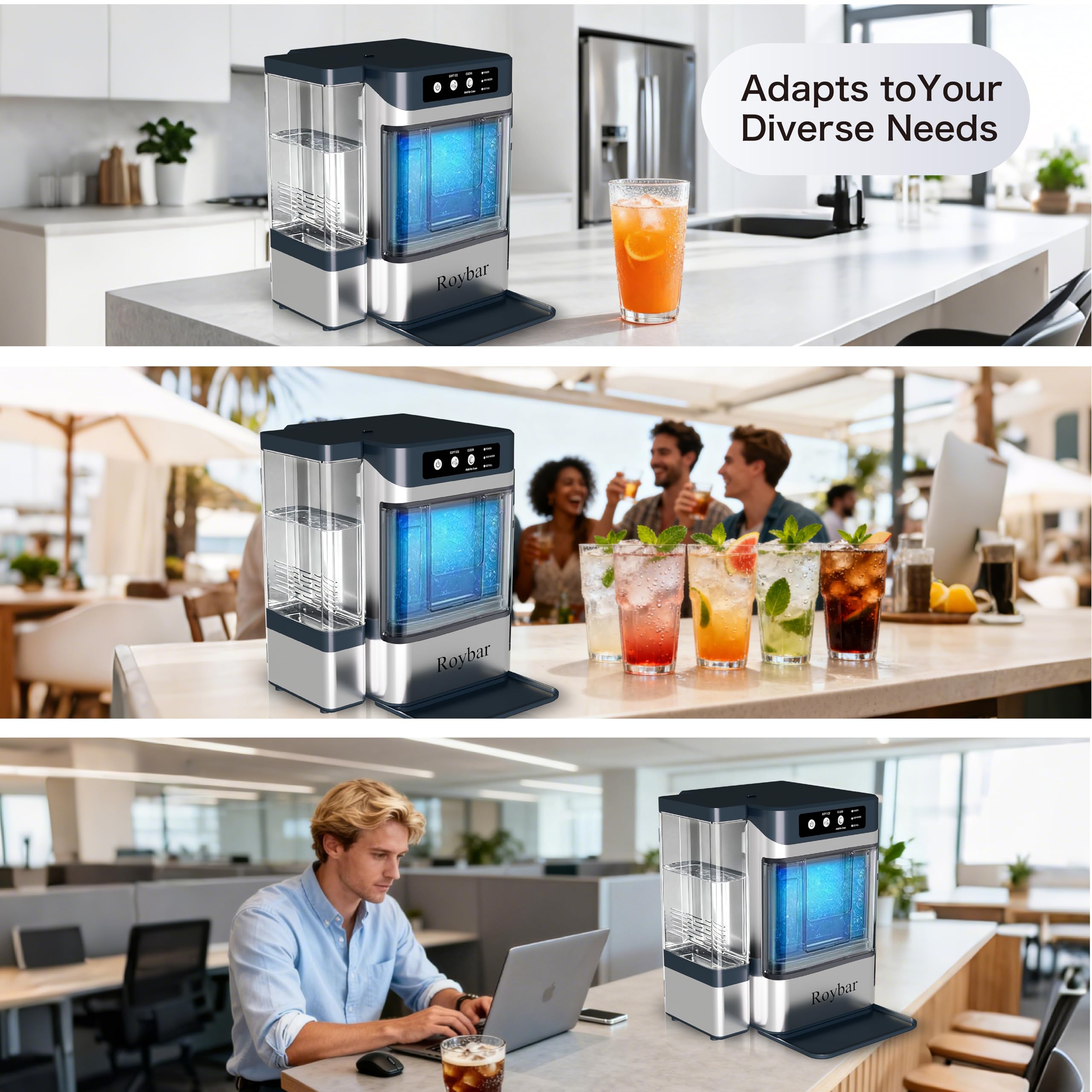Large Capacity Ice Makers Countertop One-Click Operation Self-Cleaning Portable Ice Maker 41lbs/24h With There Is A Detachable 3l Water Tank Ice Machine For Home,Bar,Office on Fridge.com - View 6