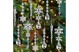 16 Pieces Christmas Tree Decoration Ornaments: Gleaming Winter Icicles and Snowflakes