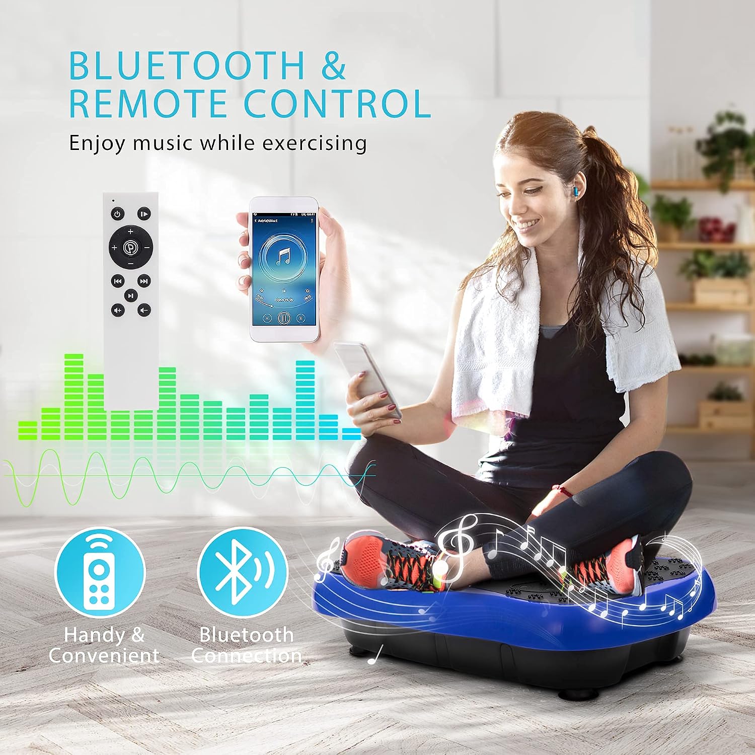 VIVOHOME 120 Levels Vibration Plate Exercise Machine with Bluetooth, Remote Control, Resistance Bands Vibrating Platform Workout for Whole Body Weight Loss Toning Home Office