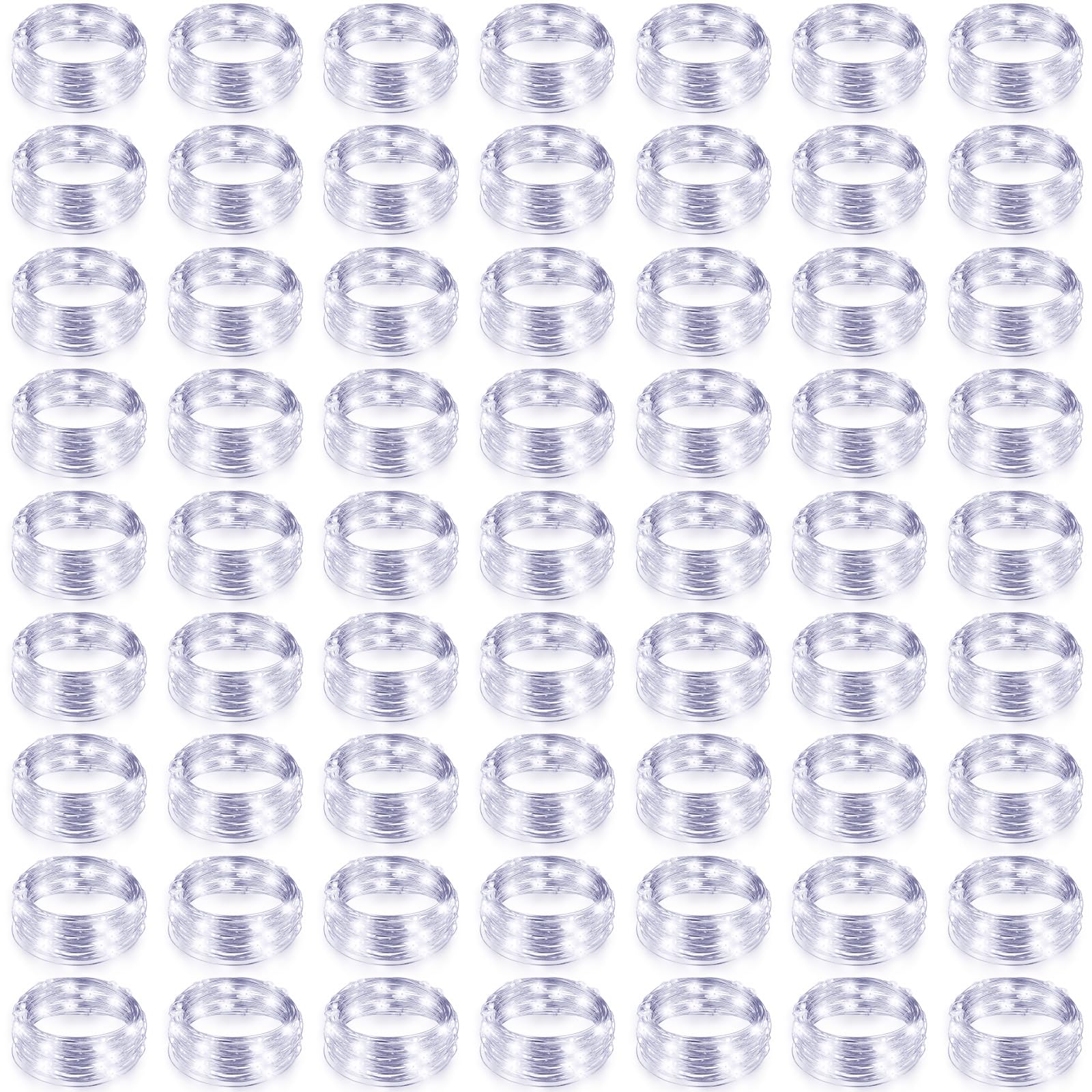 Lot de 150 guirlandes lumineuses à piles, 3 modes de vitesse, 2 m, 20 LED, guirlande lumineuse étanche, pour décoration de vases de mariage, cadeau d'anniversaire (blanc froid)