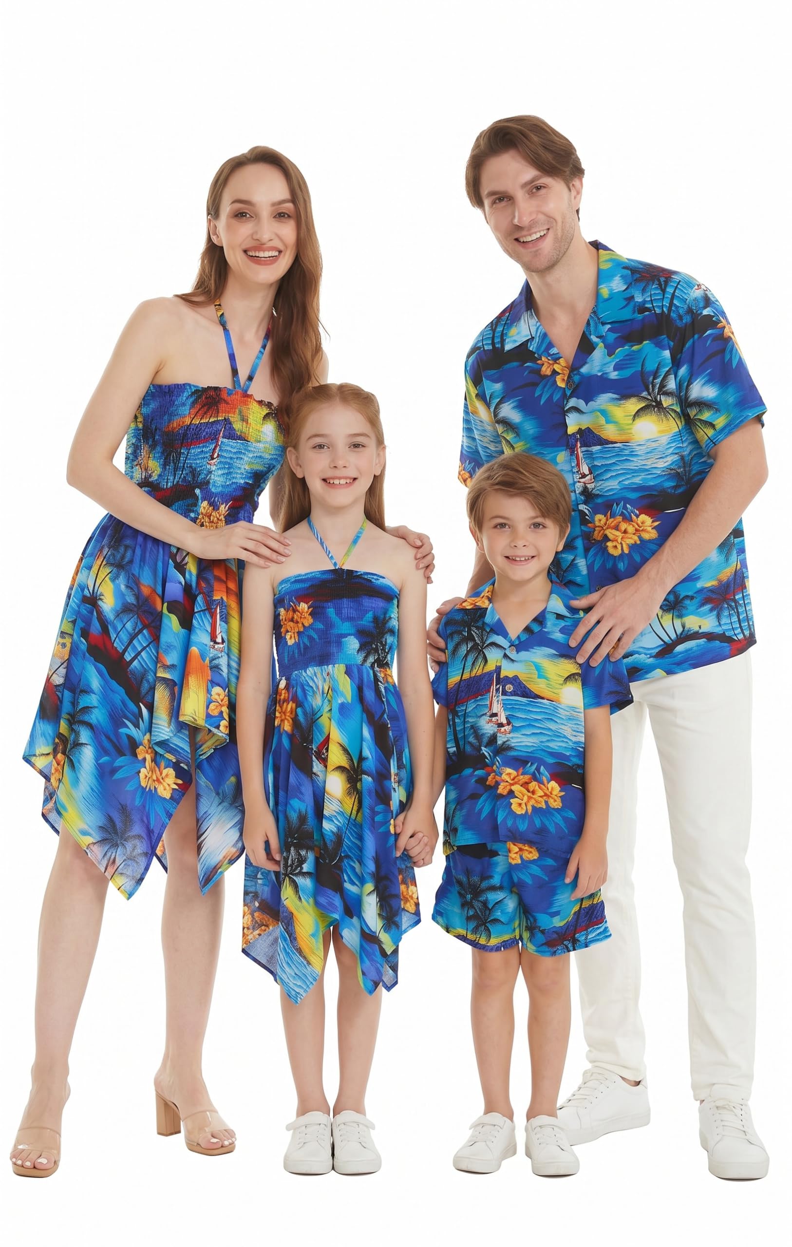 Hawaii Hangover Family Matching Hawaiian Clothes, Sunset Blue