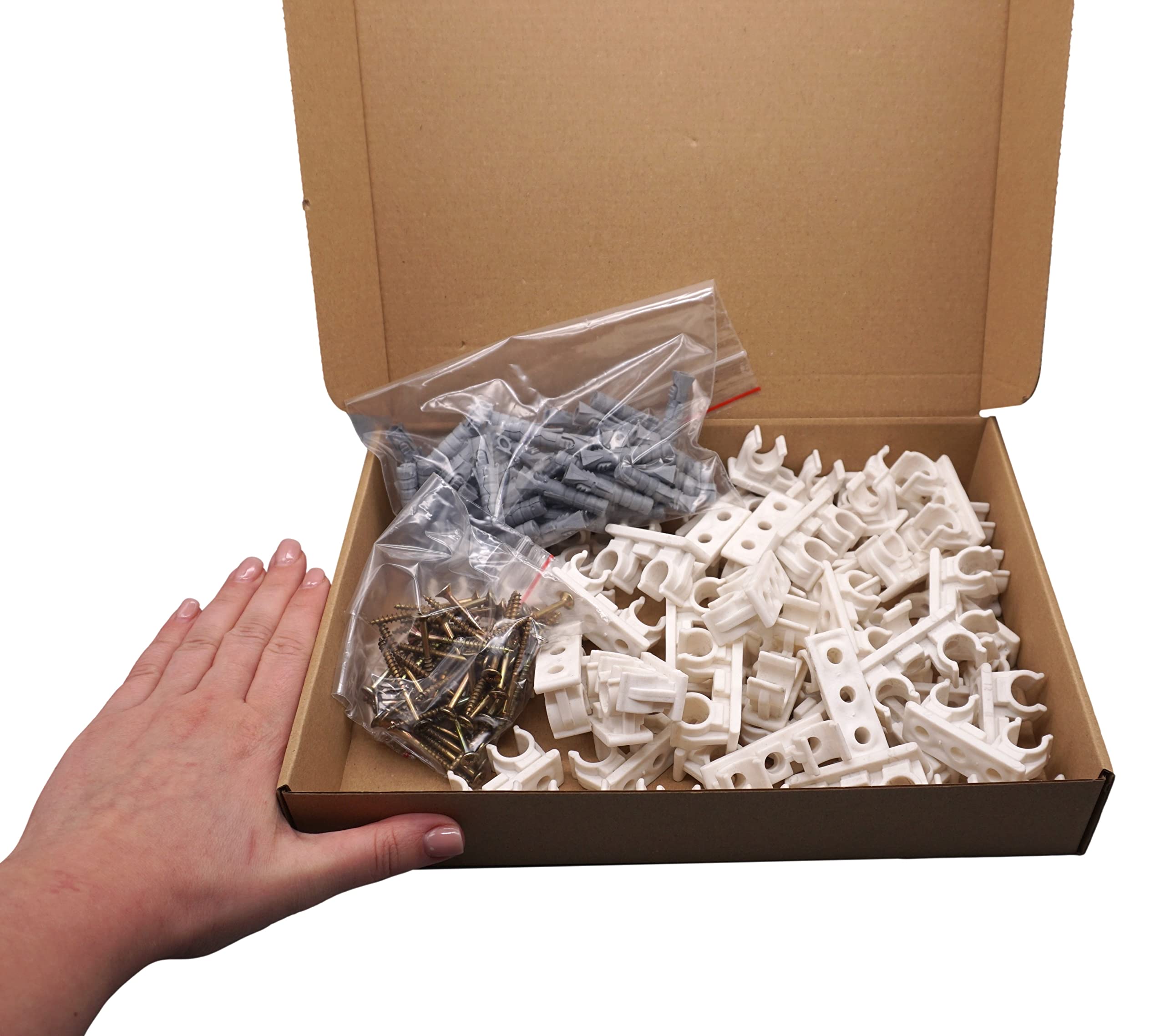 10 Clip Per Tubi Doppi 12mm SKIR'CO | Morsetti Plastica Bianchi Con Viti