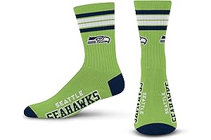For Bare Feet Men's Sea Hawks NFL 4-Stripe Deuce Performance Crew Socks