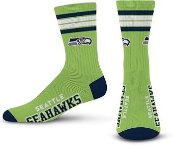 For Bare Feet Mens NFL 4-Stripe Deuce Performance Crew Socks