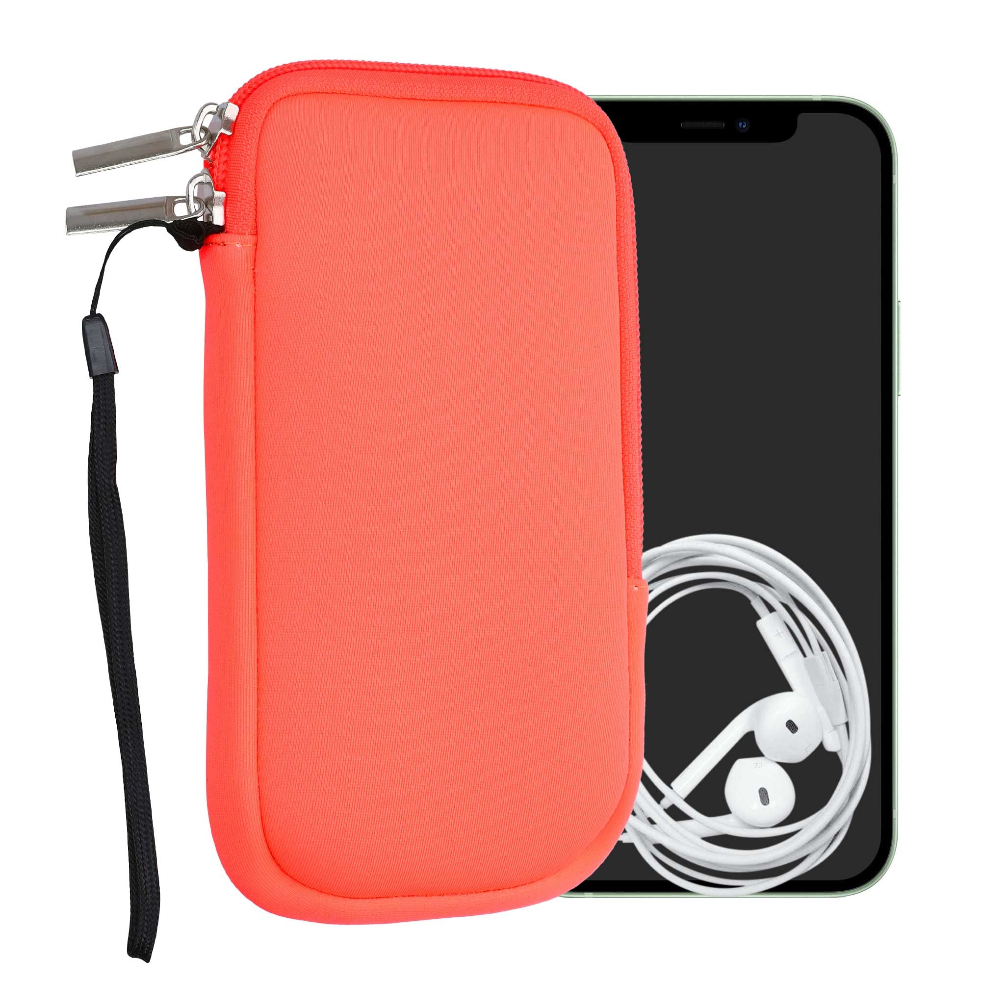 kwmobile Universal Smartphone Case – Protective Pouch 15.2 x 8.3 cm for Mobile Phone M – 5.5 Inches Neoprene Neon Coral