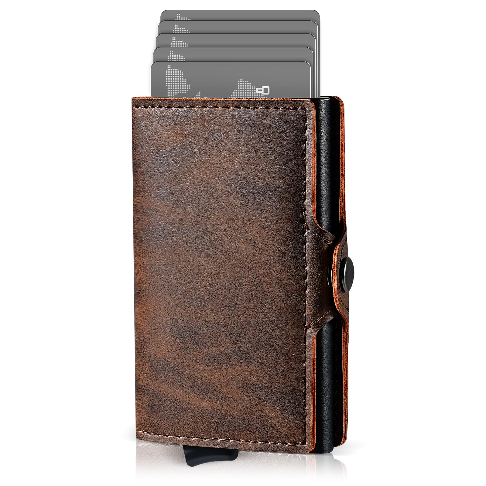 AISIR Wallet, Mini Geldbeutel Herren und Damen mit RFID, Geldbeutel Herren, Slim Wallet mit Münzfach（braun）