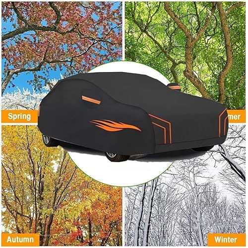 Miniatura 6 de KARFRI Car Cover for  Nivus 2020-2023Custom car Cover with Zipper Door to Protect Against rain, Snow, Sun and Wind Outdoor Car Cover(Black Orange)