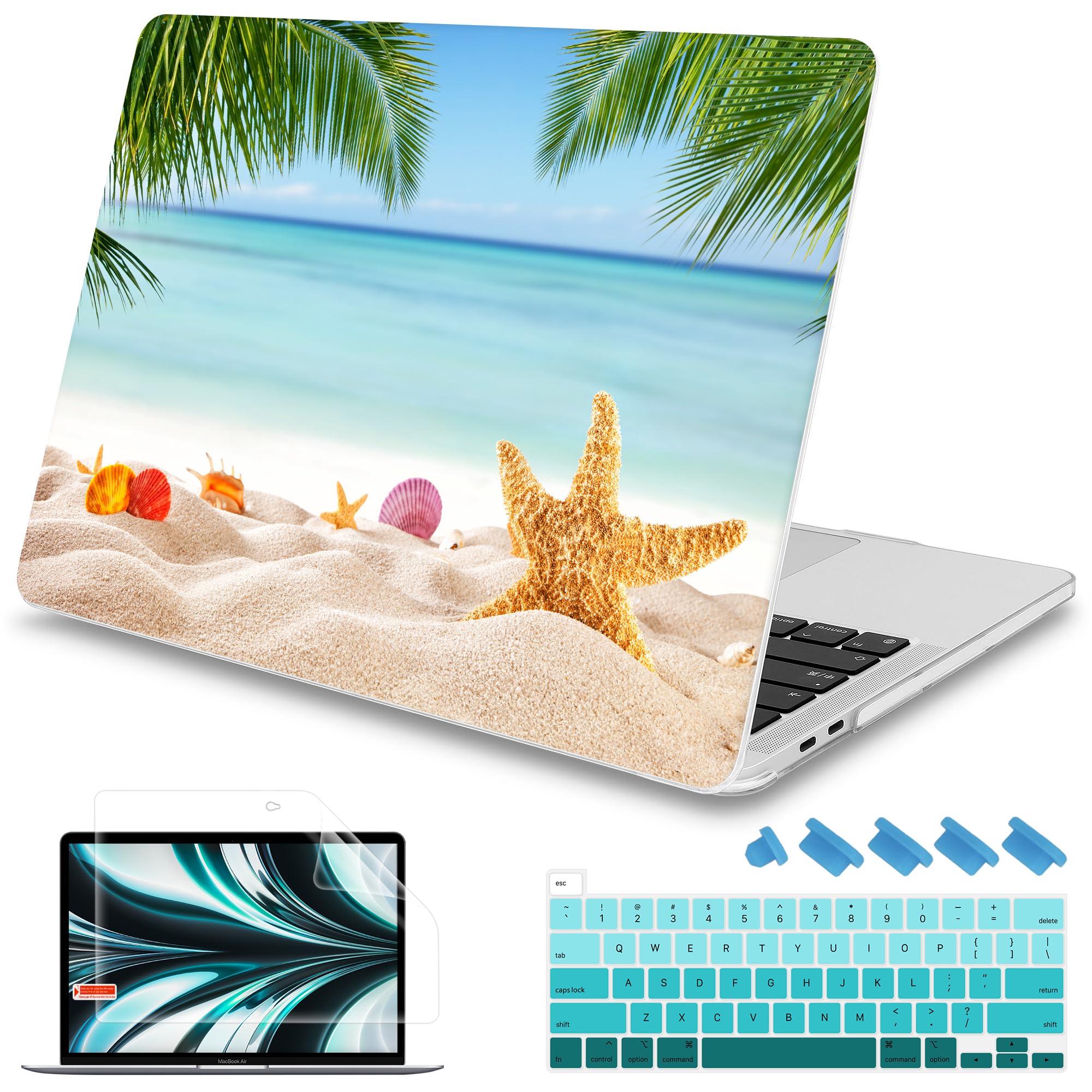 Mektron for MacBook Pro 16 Case A2141 2020, Summer Beach Clear Smooth Laptop Cover Pro 16 inch 2019 with Touch Bar & Touch ID, with Keyboard Cover Screen Protector Dust Plug