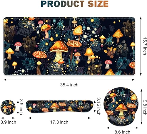 Miniatura 2 de Alfombrilla de mouse para juegos, alfombrilla de escritorio grande, bonito protector de almohadilla de escritorio, 4 en 1 XXL alfombrilla para mouse