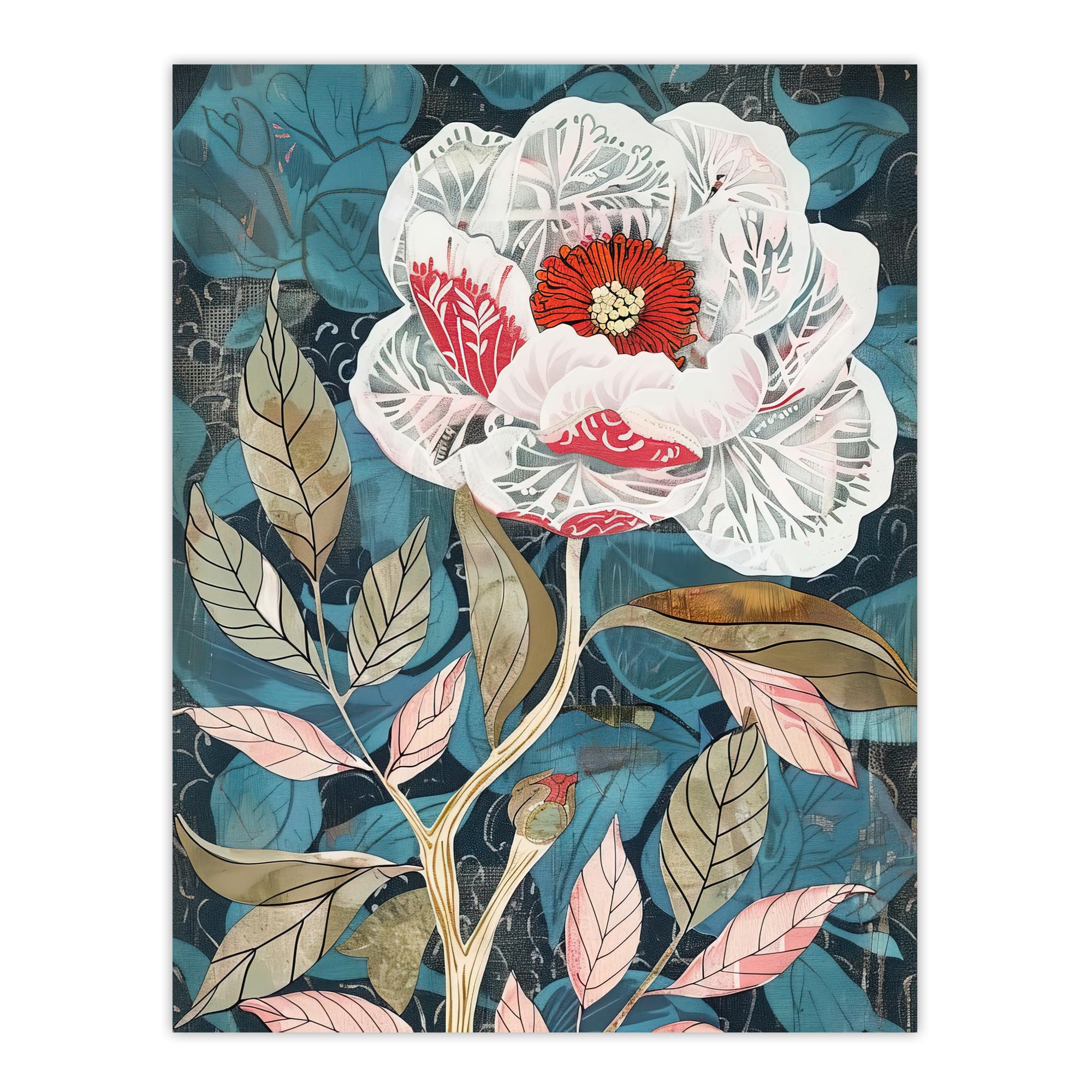 Artery8Peony Flower White Red Bloom Artistic Design Living Room Extra Large XL Wall Art Poster Print