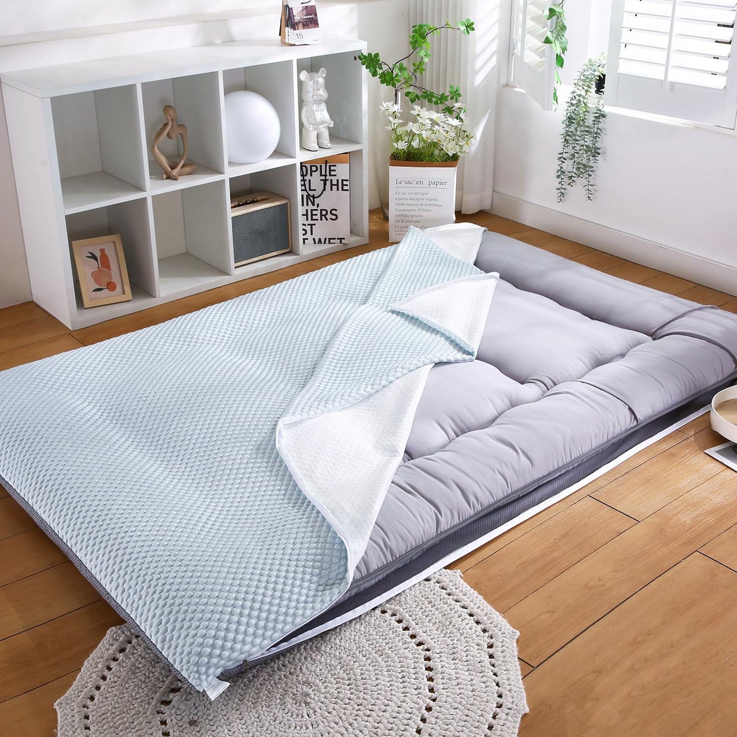 B,120 * 200cm,Fundas De Futón para Colchones De Suelo De Futun De Estilo Japonés, Zapatillas Suaves Y Transpirables con Cremallera, Fundas De Polvo Lavables A Máquina, Sin Encoger