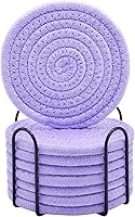 Vista 36 de ABenkle Juego de posavasos con soporte de 10 unidades, posavasos absorbentes tejidos de algodón para bebidas, juego de posavasos minimalista