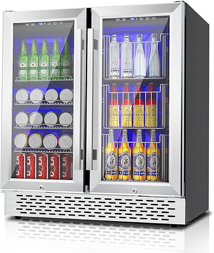 Refrigerador de bebidas de doble zona, refrigerador de bebidas de 30 pulgadas con cesta desmontable, enfriador de bebidas de control inteligente con