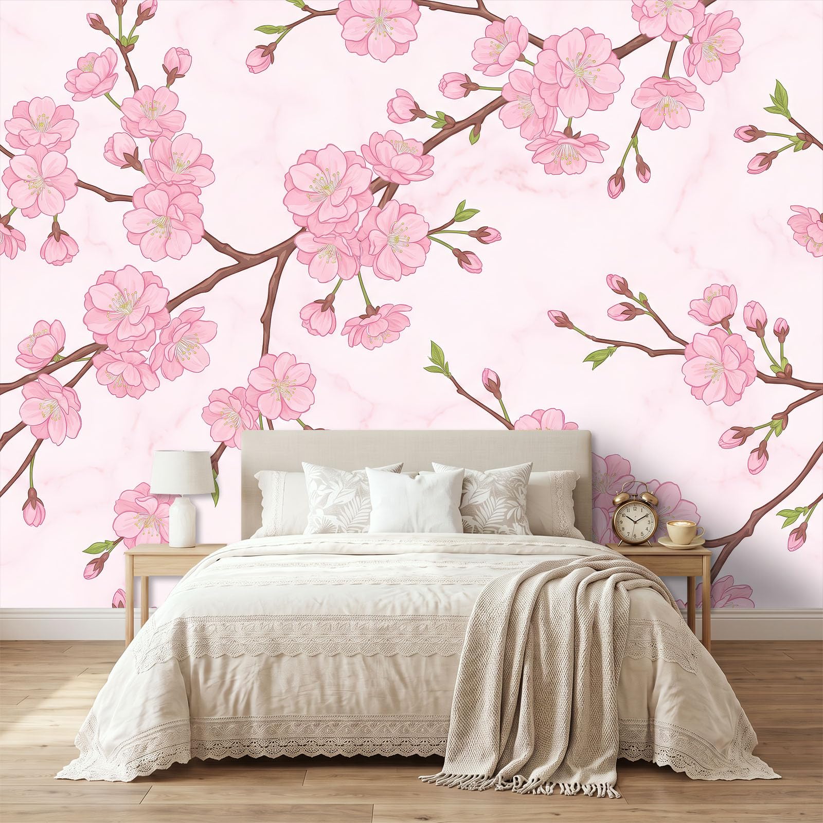 Oriental Romántique - Papel pintado para pared (350 x 256 cm), color blanco