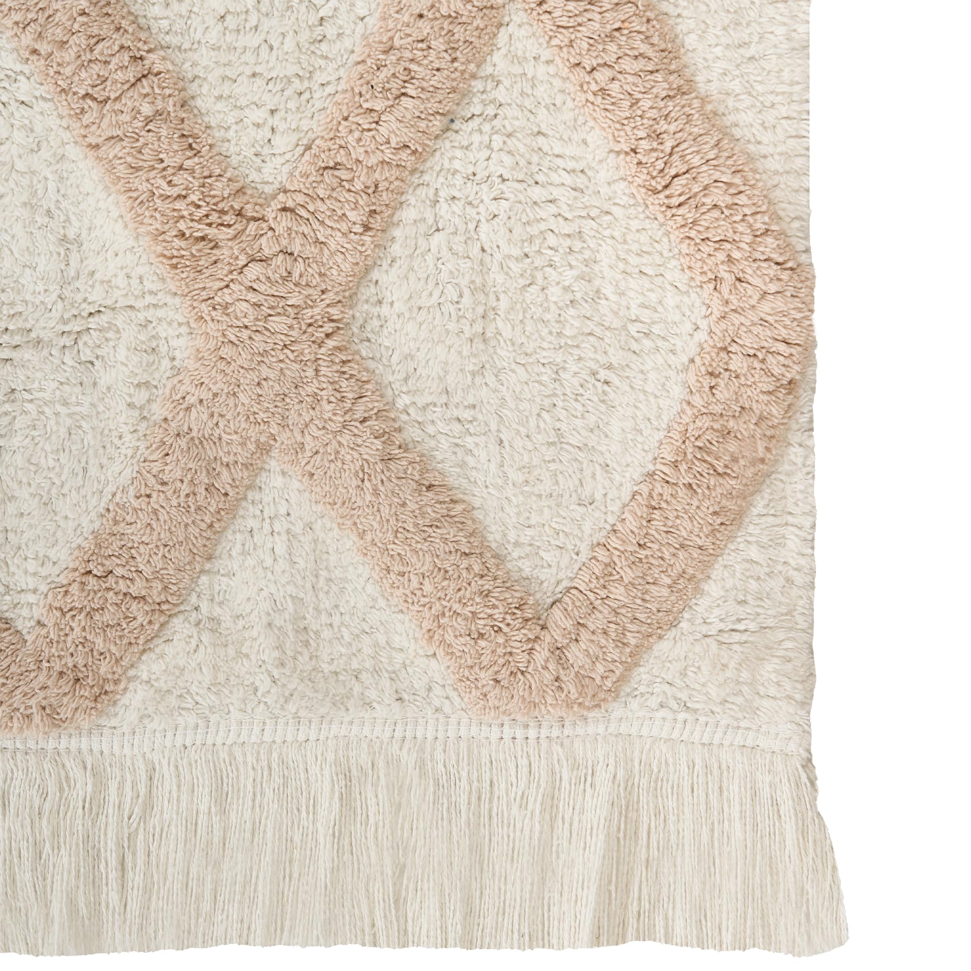 Beliani Tapis Bohème en Coton 60 x 90 cm Accessoire Salle de Bain Décoration pour Enfants Beige Punsari