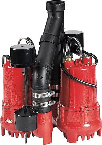 Red Lion RL-SC33DUP 115 voltios, 13 HP, 6000 GPH Sistema de bomba de sumidero automático doble de hierro fundido con cable de 10 pies, rojo, 14942771