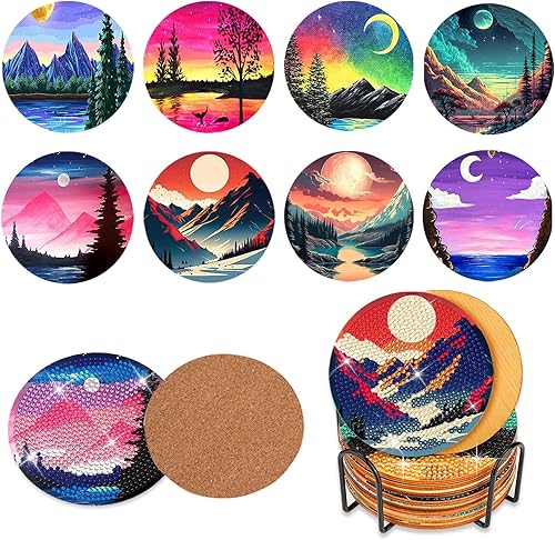 Juego de 6 posavasos de arte de diamantes de Navidad, posavasos de pintura de diamantes de Navidad con soporte 5D para principiantes, adultos y niños disponible en Yaxa Colombia