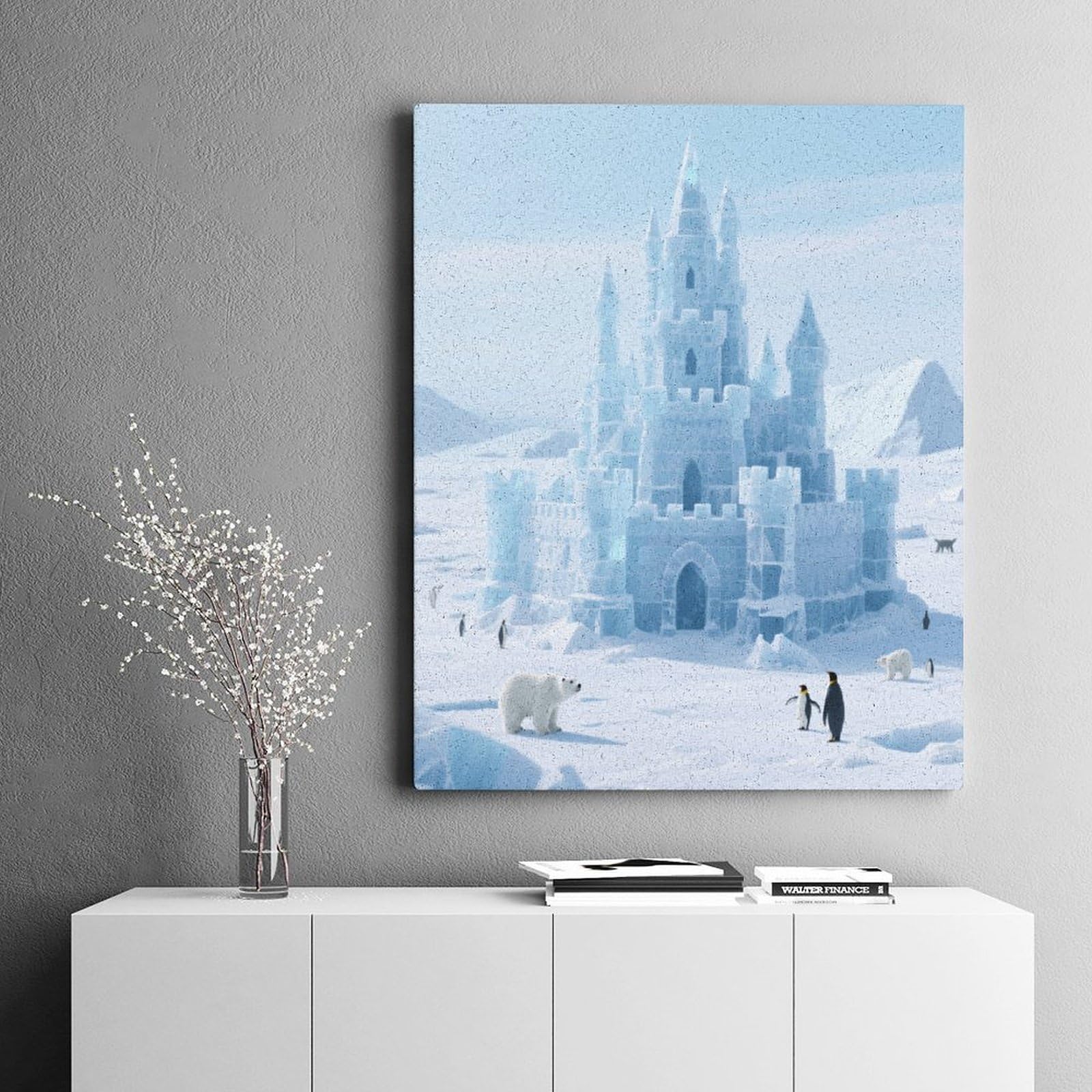 KOAYUBFC Eis- und Schneeschloss, Eisfeld, Malen-nach-Zahlen-Set für Erwachsene, Anfänger, Erwachsene, Malen nach Zahlen, Kits auf Leinwand, DIY-Acryl-Ölfarben, Gemälde mit Pinseln für Geschenk