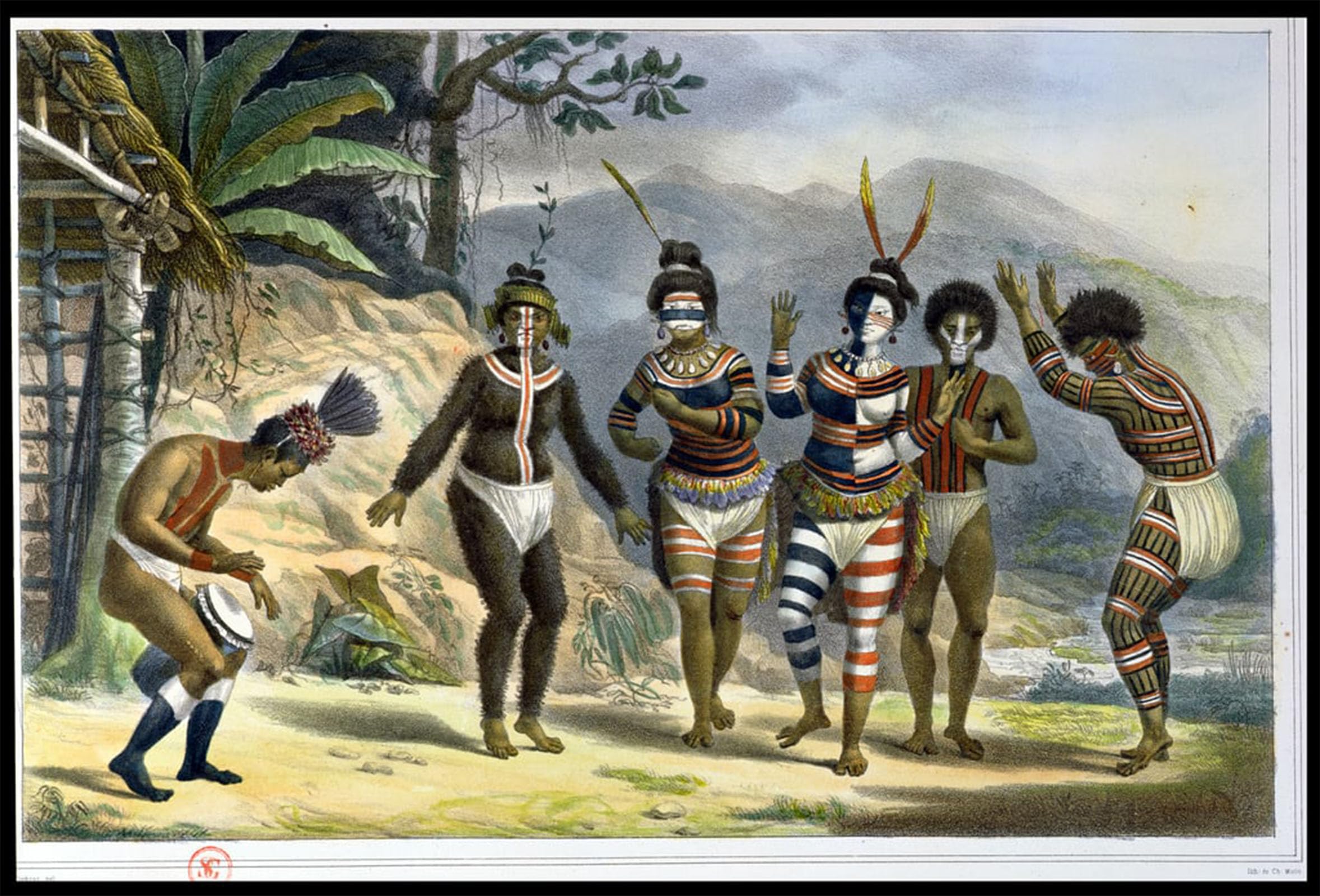 POSTERIIk Famous Animal Posters Vintage Picture Indians Dancing At the San Jose by Jean Baptiste Debret Modern Wall Decor for Home Decor 60x90cm