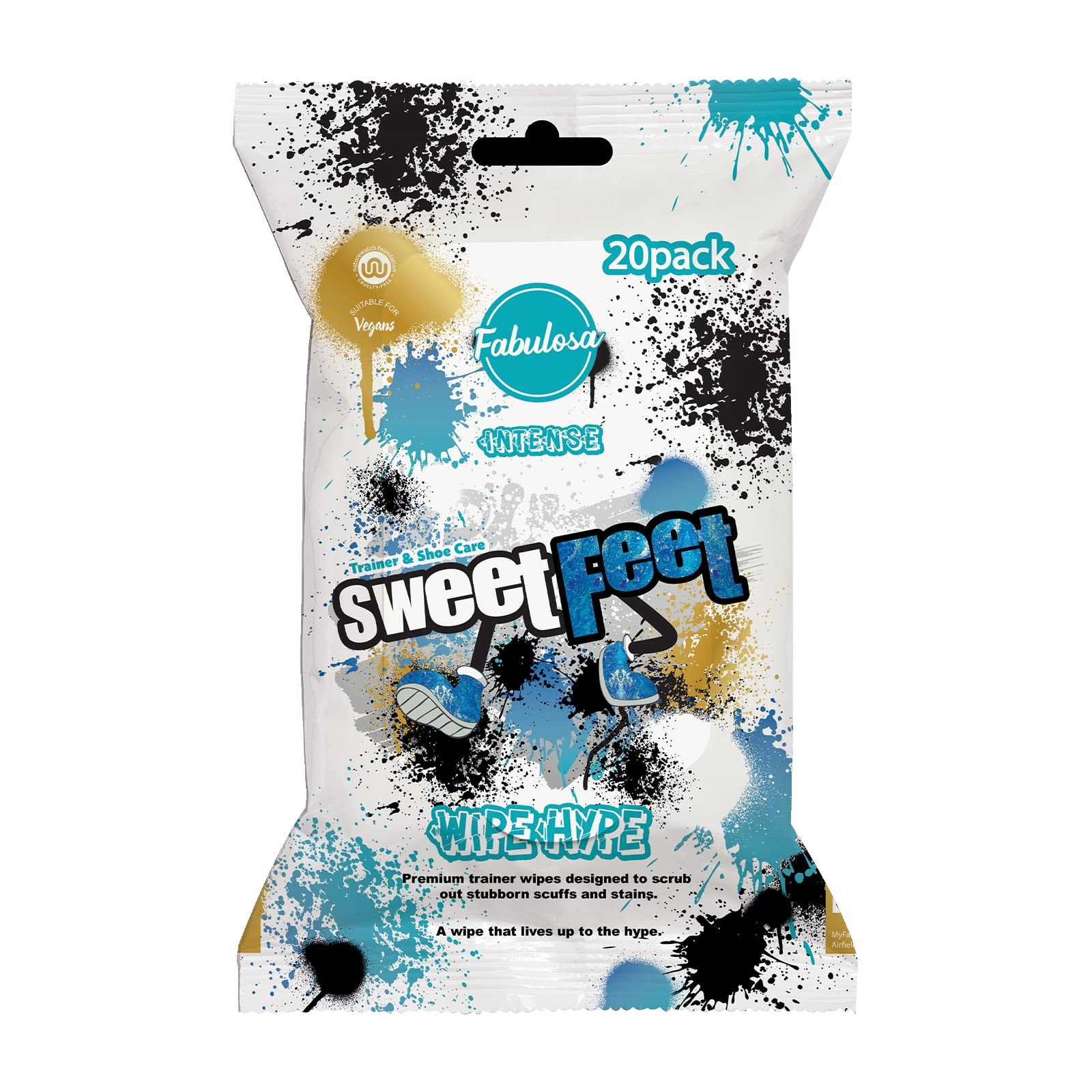 FabulosaFabulosa Sweet Feet Trainer Cleaner and Shoe Cleaner, Trainer Wipes, Sneaker Wipes and Shoe Wipes for Trainer and Shoe Care, 20 Pack, Intense